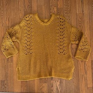 Anthropologie Mustard Crew Neck Sweater